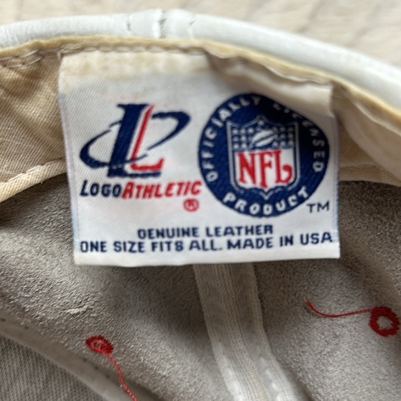 Vintage Logo Athletic Atlanta Falcons LEATHER hat buckle back, 90's, White /red - Picture 5 of 8